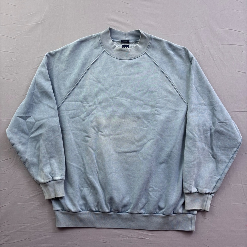 GAP Oversized Crewneck Sweatshirt Mens Medium Blue Raglan Sleeve Pullover Faded